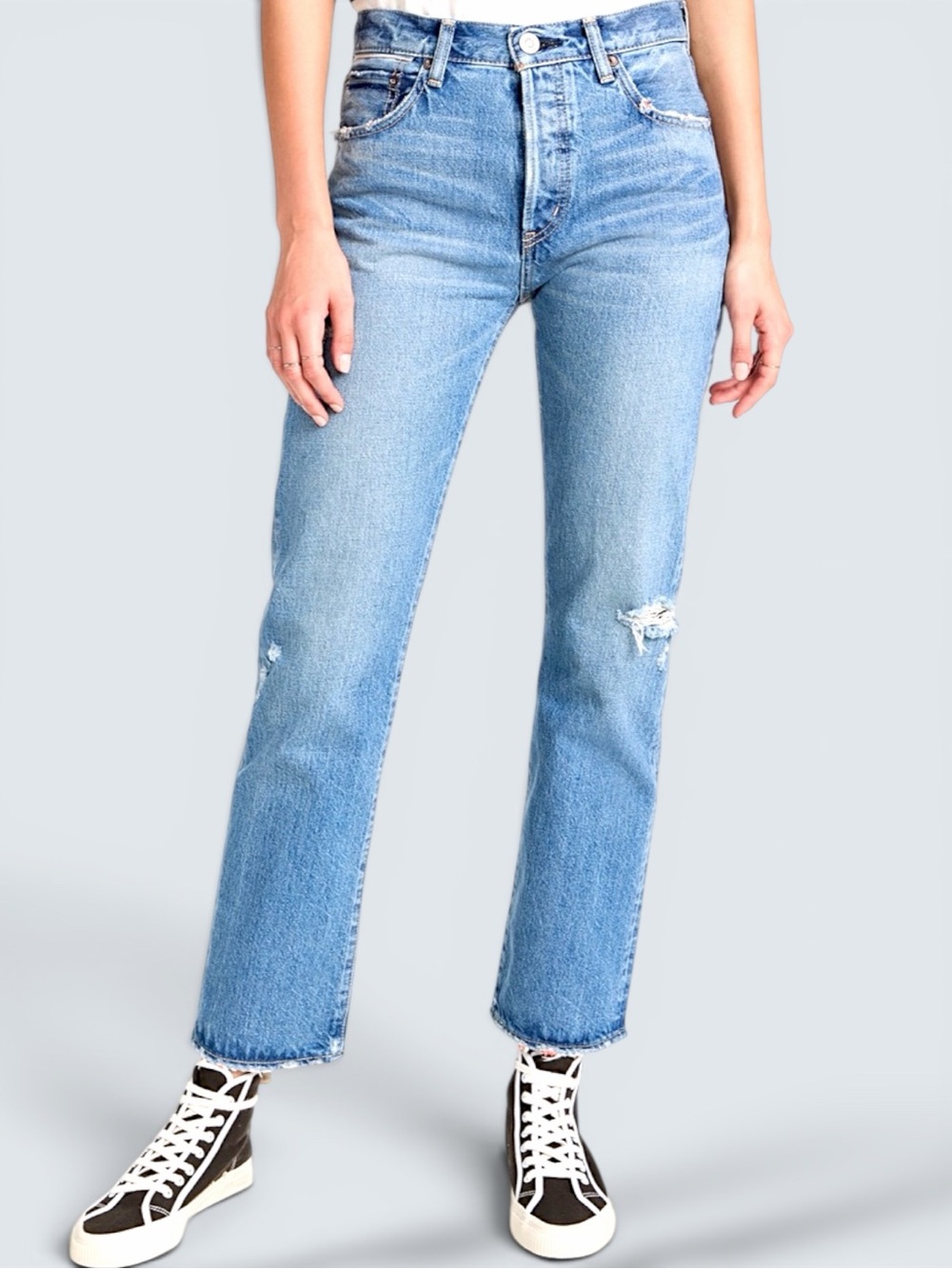 Moussy Vintage Loews Wide Leg Straight Jeans Size 32 Distressed - Picture 16 of 16